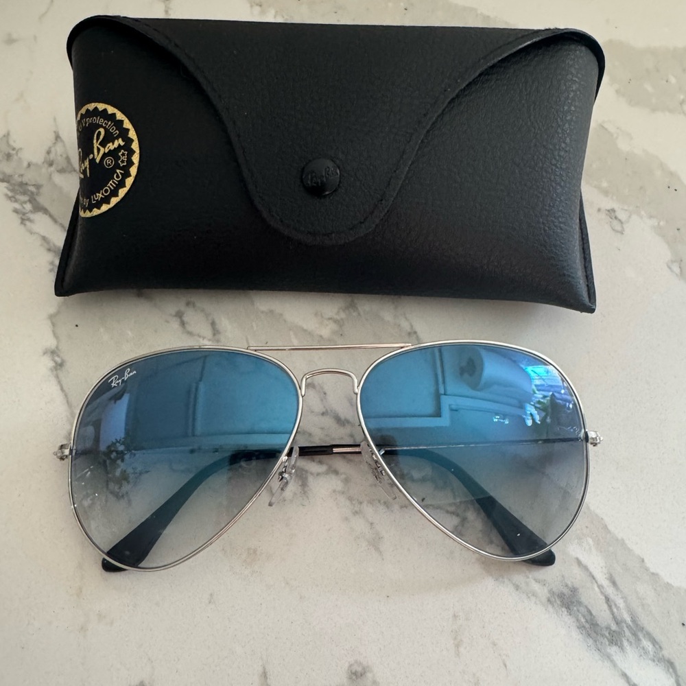 RayBan Aviator Large Metal Silver Blue